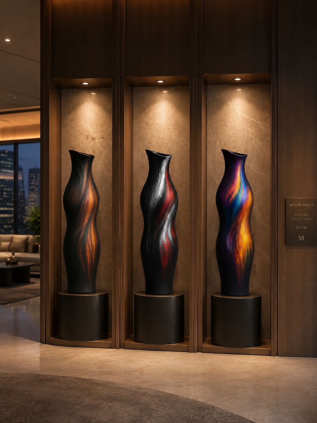 DANCER sculptures presented in a designed interior