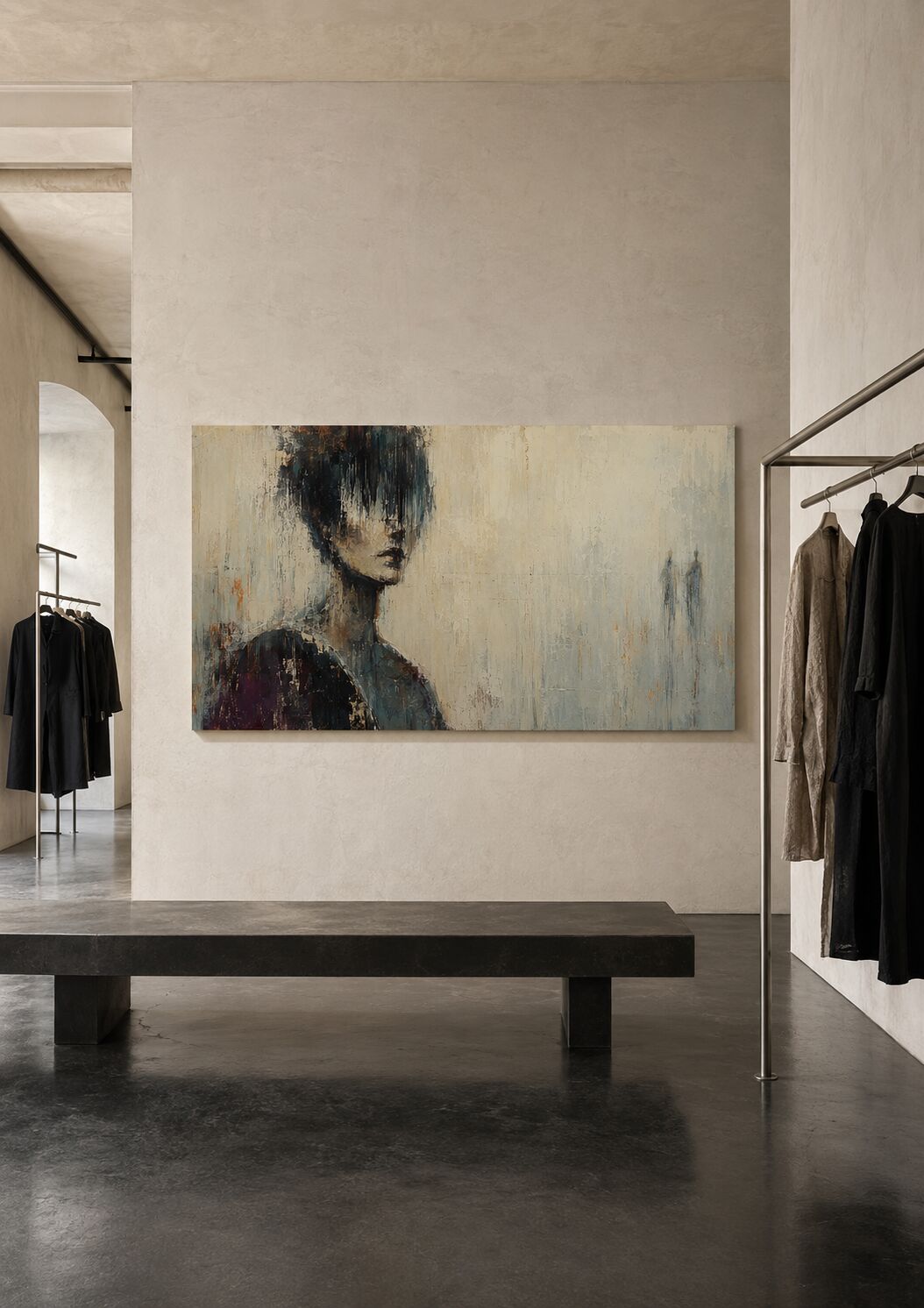 Wall-based art in a gallery interior